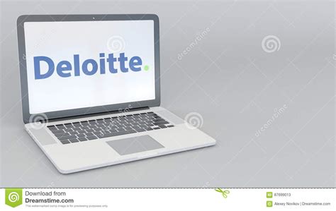 Laptop With Deloitte Logo Computer Technology Conceptual Editorial 3d