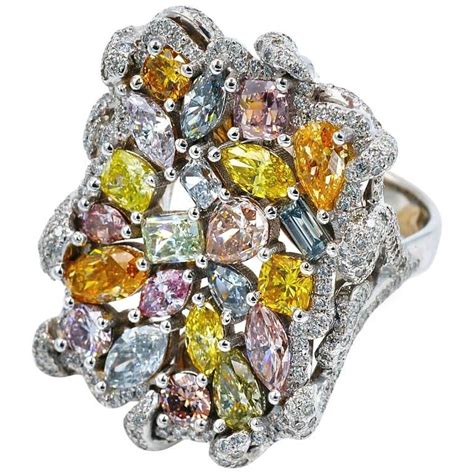 Fancy Colored Gia Certified Natural Diamond Collection Ring 1stdibs