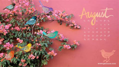 Consider The Lillies Free August Desktop Calendar