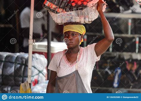 unidentified ghanaian woman carries a basket on her head editorial image image of local