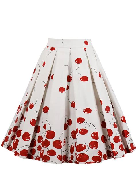 Vintage Pleated Skirts High Waist Knee Length Swing A Line Skirt 4