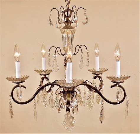 Circa French Brass And Crystal Chandelier Antiques Resources