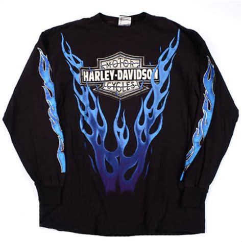 Vintage Harley Davidson Long Sleeve T Shirt Flames Rock 90s For All To Envy