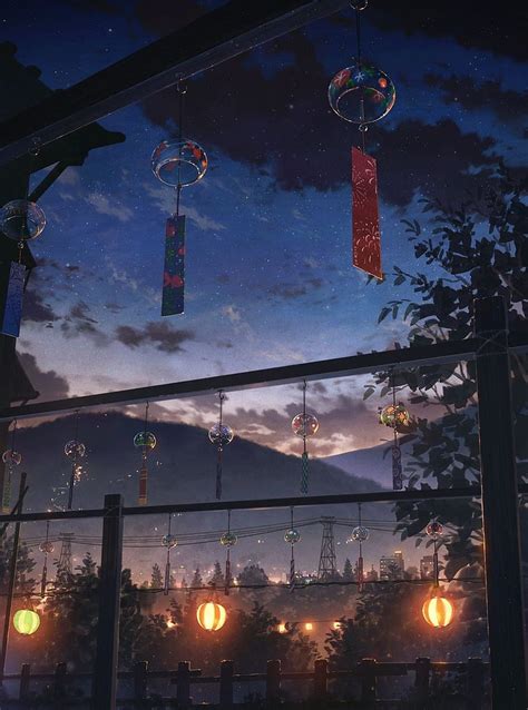 Anime Nature Lantern Dark Sky Stars Hd Phone Wallpaper Peakpx