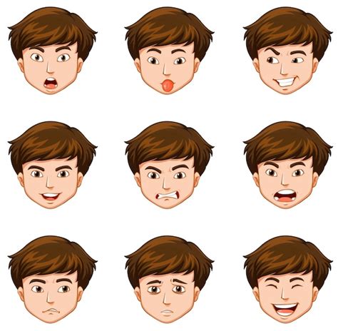 Man With Different Facial Expressions Free Vector