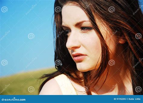 Beautiful Brunette Contemplating Stock Image Image Of Nature Brown 9195205