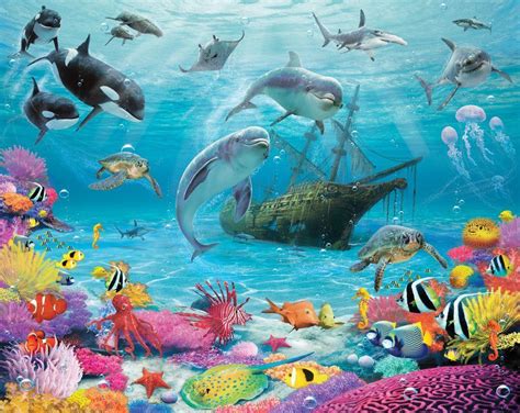 Dolphins under the sea powerpoint template. Under The Sea Wallpapers - Wallpaper Cave