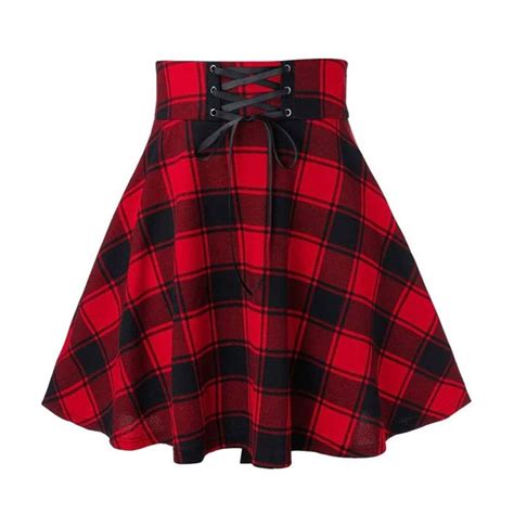Red Plaid Schoolgirl Skirt