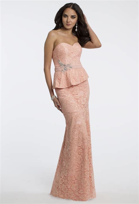 Camille La Vie Peplum Prom Dress With Matching Shawl Peplum Prom Dresses Dresses Lace Peplum
