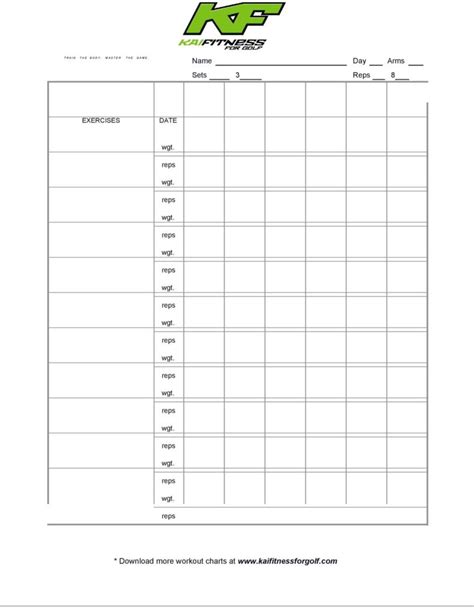 Printable Exercise Charts Free Templatelab