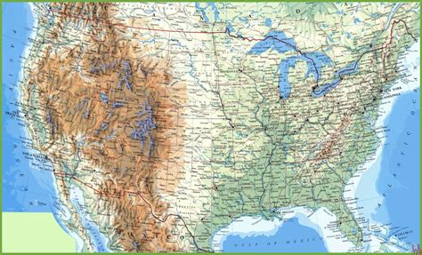 The united states of america lies in north american continent and comprises of 50 states. Physical Geo Map of USA With Rivers And Mountains | WhatsAnswer