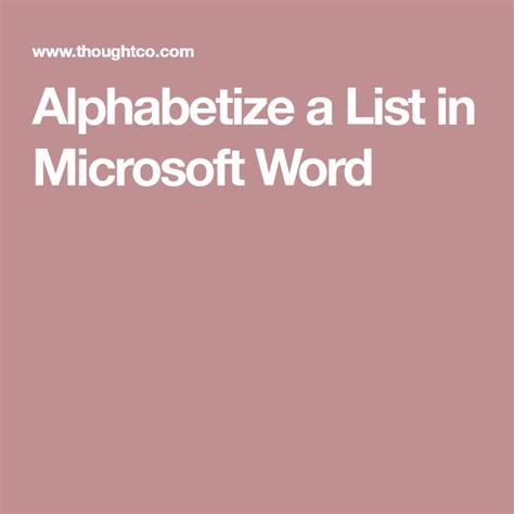 How To Alphabetize A List In Microsoft Word Microsoft Word Words