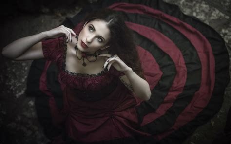 วอลเปเปอร์ มืด ผู้หญิง แต่งตัว สีแดง โมเดล 1920x1200