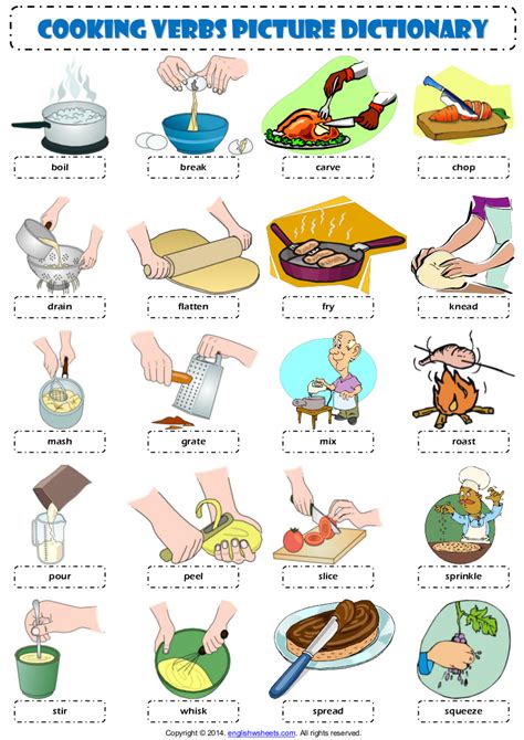 English Projects Cooking Verbs Picture Dictionary