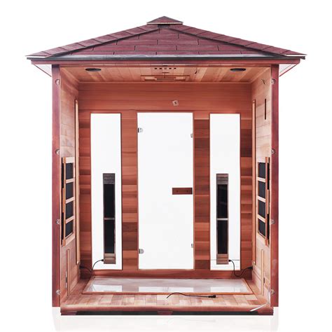 4 Person Outdoor Infrared Sauna Rustic Series Enlighten Saunas