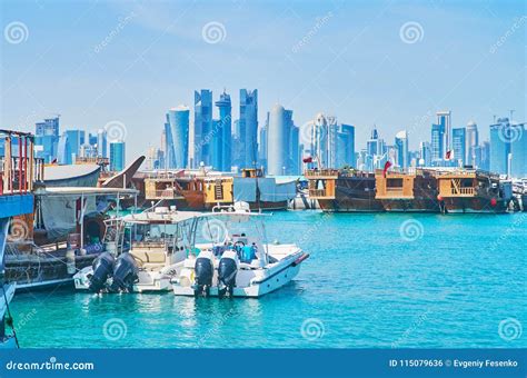 The Tourist Port Of Doha Qatar Stock Photo Image Of Promenade