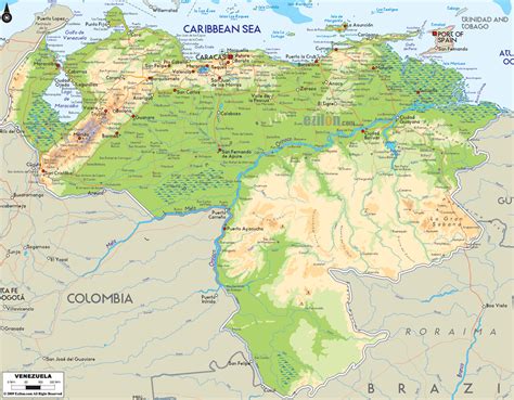 Physical Map Of Venezuela Ezilon Maps