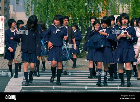 Girls In School Uniform Kyoto Japan Stock Photo Alamy