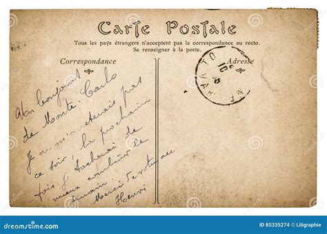 Vintage Handwritten Postcard Mail Used Paper Texture Edges Stock Photo