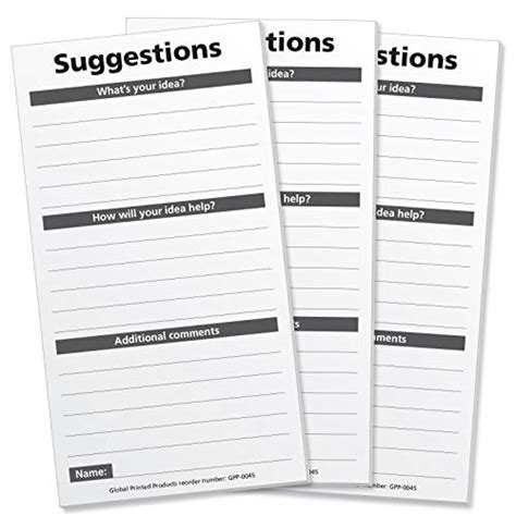 Global Printed Products 200 Suggestion Cards For Suggestion Box Pack Of 200 Pricepulse