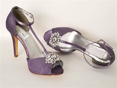 Lilac Wedding Shoes Lilac Bridal Shoes T Strap Bridal Shoes Etsy
