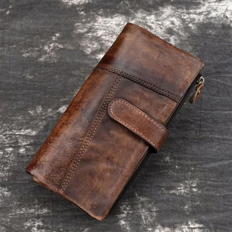 Genuine Leather Wallet Unisex Aged Distressed Leather Wallet Etsy
