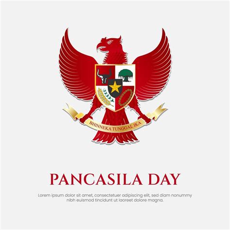 Pancasila Day Background With Red Gold And National Garuda Bird Symbol