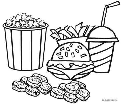 Junk food coloring sheet idea for kids and adults. Free Printable Food Coloring Pages For Kids