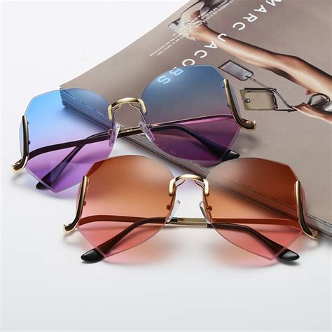 Buy 2017 Elegant Oversized Rimless Gradient Sunglasses