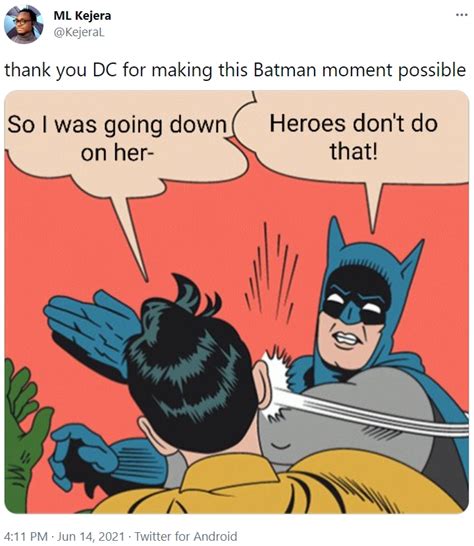 thank you dc for making this batman moment possible batman oral sex scene removal know your meme