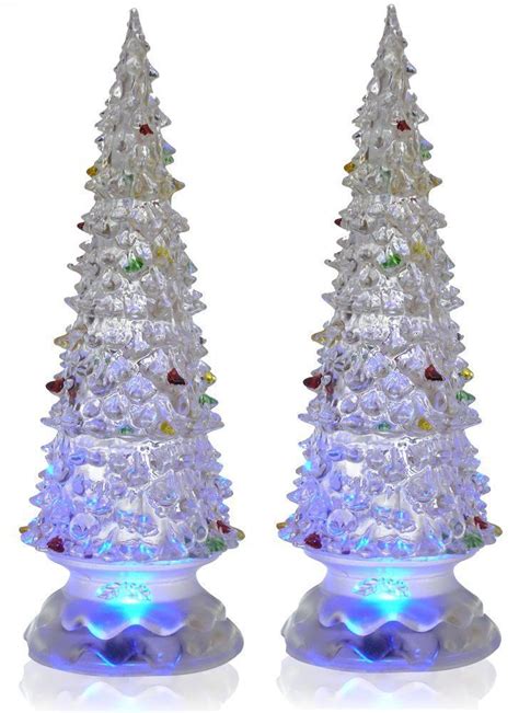 Lighted Christmas Trees Set Of 2 Color Changing Led Acrylic Xmas