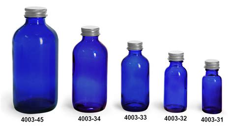Sks Bottle And Packaging Glass Bottles Blue Glass Boston Round Bottles W Lined Aluminum Caps
