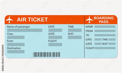 Vetor De Airline Boarding Pass Ticket Detailed Blank Of Airplane Ticket Colorful Vector