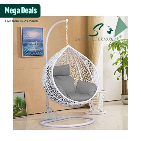 Shizi Egg Hanging Swing Chair Jhoola With Stand Cushion Set Jhola