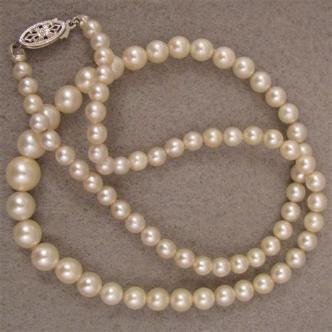 Vintage 15 Japanese Cultured Pearl Necklace W 10k Clasp Pearl