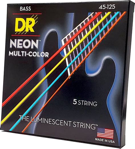 Dr Strings Hi Def Neon Multi Colour Coloured Bass Strings 5 String