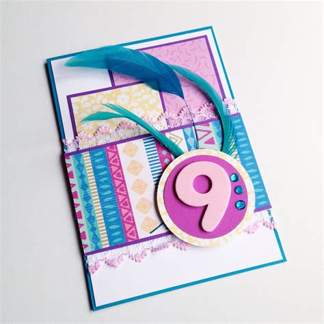 Best gift ideas for your niece's 18th birthday. Feathers and stripes birthday card for a 9 year old girl ...