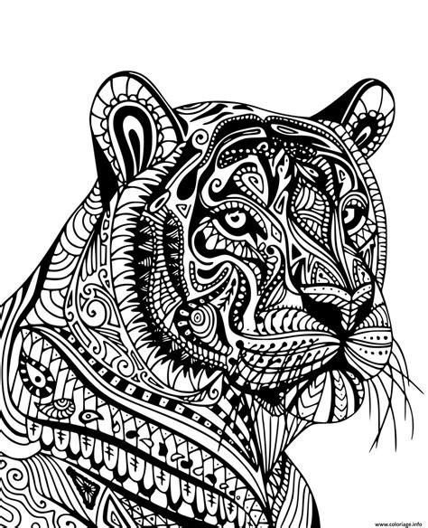 Coloriage Tigre Adulte Mandala De Profil JeColorie Com