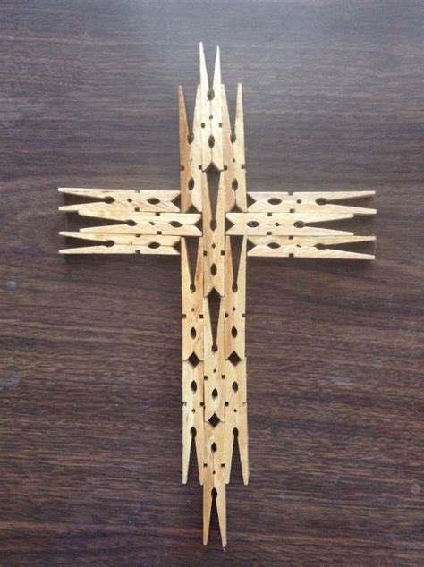 I Made This Cross Out Of Clothespins Clothespin Cross Clothespin