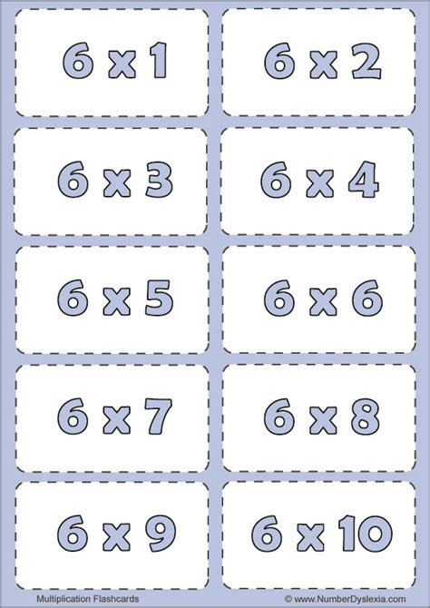 Free Printable Multiplication 0 12 Flashcards With Pdf Number Dyslexia