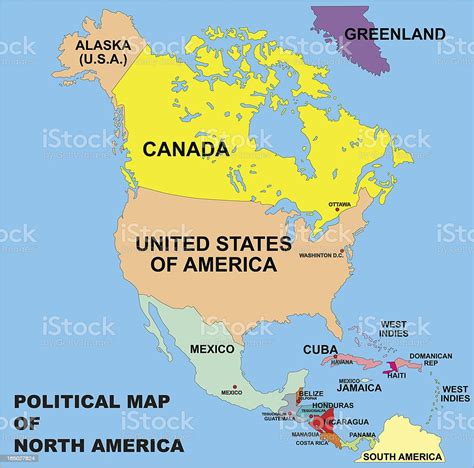 Political Map Of North America In Vector Format Stock Vector Art