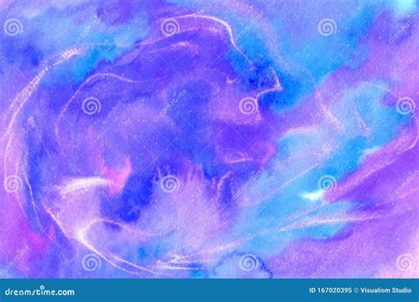 Abstract Watercolor Blue And Purple Paint Background Splash And