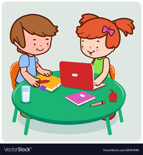 Students Doing Their Homework Royalty Free Vector Image