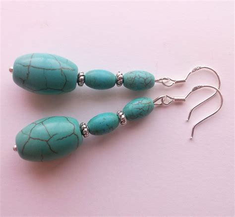 Howlite Turquoise Bead Earrings Turquoise Earrings By Azureallure