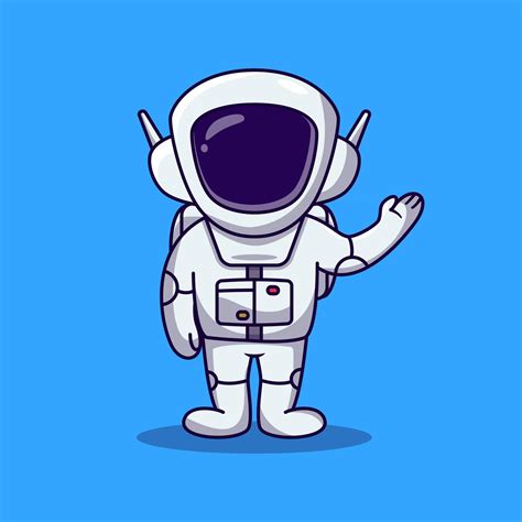 Lindo Astronauta Levantando Dibujos Animados De La Mano Izquierda