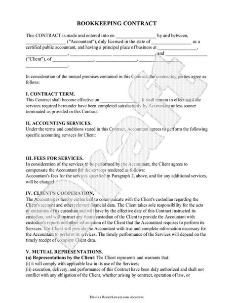 The revenue and expense can only be recognized when. Sample Bookkeeping Contract Form Template | Bookkeeping ...