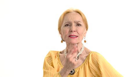 Angry Old Woman Talking Annoyed Lady On White Background Respect The