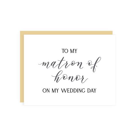 To My Matron Of Honor On My Wedding Day Card Matron Of Etsy