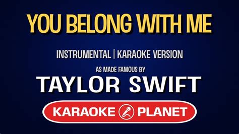 Taylor Swift You Belong With Me Karaoke Version Youtube