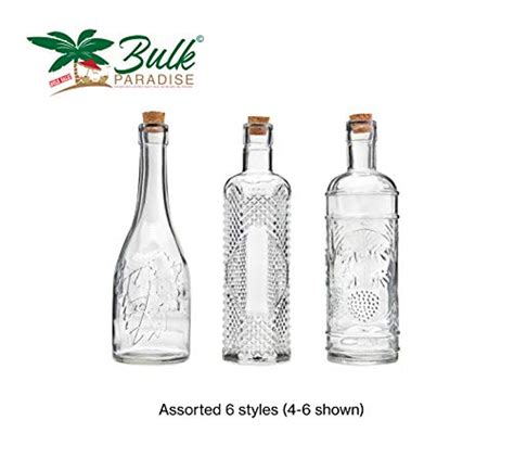 Bulk Paradise Assorted Clear Glass Bottles With Corks 6 Pack 2 5in X 9in 16oz